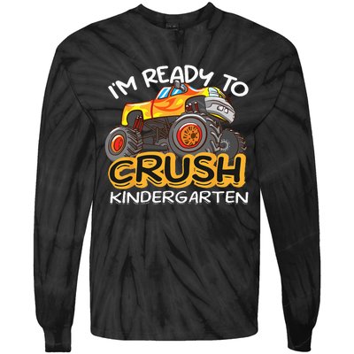 Im Ready To Crush Kindergarten Dinosaur First Day Of School Tie-Dye Long Sleeve Shirt