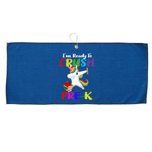 I'm Ready To Crush Pre K Tee Dabbing Unicorn Pre School Pre K Large Microfiber Waffle Golf Towel