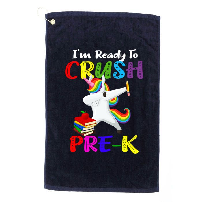 I'm Ready To Crush Pre K Tee Dabbing Unicorn Pre School Pre K Platinum Collection Golf Towel