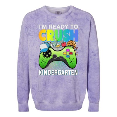 Im Ready To Crush Kindergarten Back To School Video Game Boy Gift Colorblast Crewneck Sweatshirt