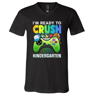 Im Ready To Crush Kindergarten Back To School Video Game Boy Gift V-Neck T-Shirt