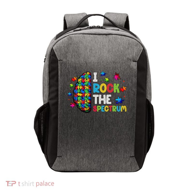 I Rock The Spectrum Autism Brain Autism Awareness Vector Backpack
