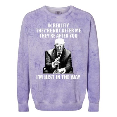 In Reality TheyRe Not After Me TheyRe After You Trump 2024 Colorblast Crewneck Sweatshirt