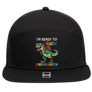 IM Ready To Crush Kindergarten Dinosaur 1st Day Of School 7 Panel Mesh Trucker Snapback Hat