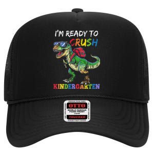 IM Ready To Crush Kindergarten Dinosaur 1st Day Of School High Crown Mesh Back Trucker Hat