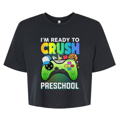 Im Ready To Crush Preschool Back To School Video Game Boy Gift Bella+Canvas Jersey Crop Tee