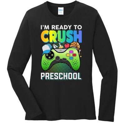 Im Ready To Crush Preschool Back To School Video Game Boy Gift Ladies Long Sleeve Shirt