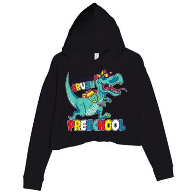 Im Ready To Crush Preschool Comic Style TRex Dinosaur Boy Crop Fleece Hoodie