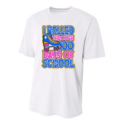 I Rolled Through 100 Days Of School Skate 100 Days Youth Performance Sprint T-Shirt