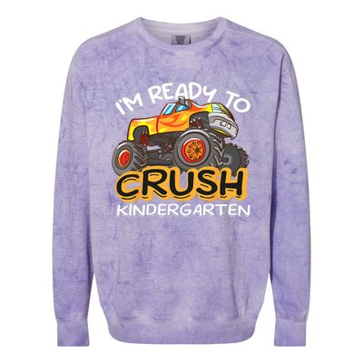 Im Ready To Crush Kindergarten Dinosaur First Day Of School Colorblast Crewneck Sweatshirt