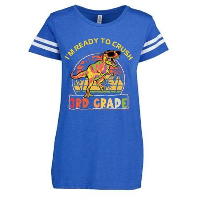 Im Ready To Crush 3rd Grade Dinosaur T Rex Back To School Gift Enza Ladies Jersey Football T-Shirt