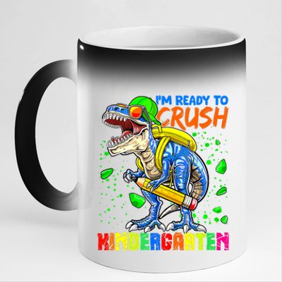 Im Ready To Crush Kindergarten T Rex Dino Holding Pencil 11oz Black Color Changing Mug