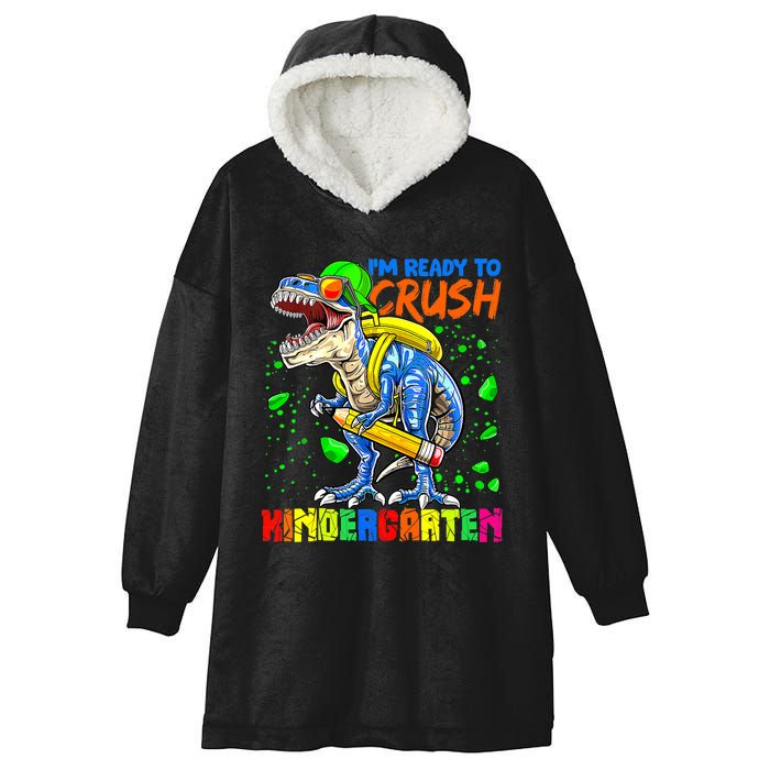 Im Ready To Crush Kindergarten T Rex Dino Holding Pencil Hooded Wearable Blanket