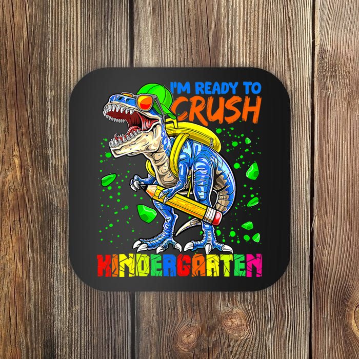 Im Ready To Crush Kindergarten T Rex Dino Holding Pencil Coaster