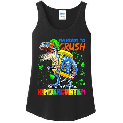 Im Ready To Crush Kindergarten T Rex Dino Holding Pencil Ladies Essential Tank