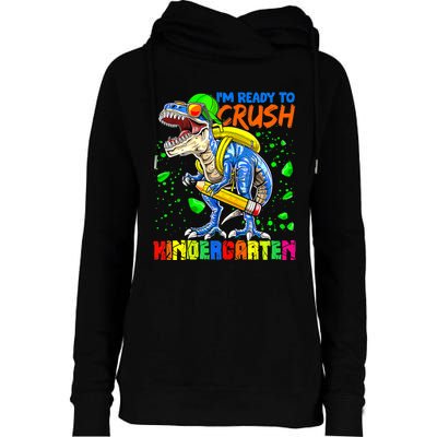 Im Ready To Crush Kindergarten T Rex Dino Holding Pencil Womens Funnel Neck Pullover Hood