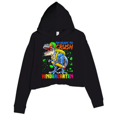 Im Ready To Crush Kindergarten T Rex Dino Holding Pencil Crop Fleece Hoodie