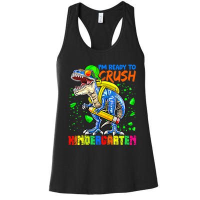 Im Ready To Crush Kindergarten T Rex Dino Holding Pencil Women's Racerback Tank