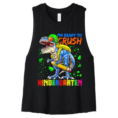 Im Ready To Crush Kindergarten T Rex Dino Holding Pencil Women's Racerback Cropped Tank