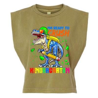 Im Ready To Crush Kindergarten T Rex Dino Holding Pencil Garment-Dyed Women's Muscle Tee