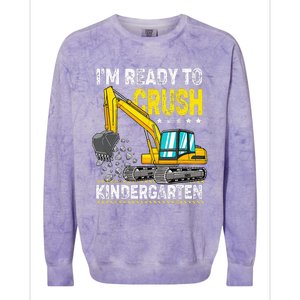 Im Ready To Crush Kindergarten Construction Vehicle Colorblast Crewneck Sweatshirt