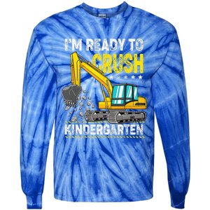 Im Ready To Crush Kindergarten Construction Vehicle Tie-Dye Long Sleeve Shirt