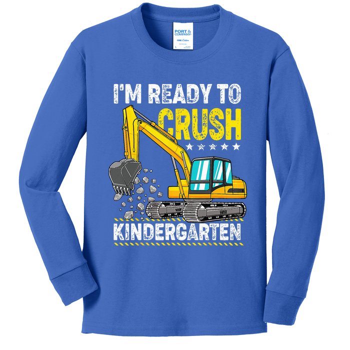 Im Ready To Crush Kindergarten Construction Vehicle Kids Long Sleeve Shirt