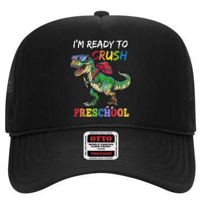 IM Ready To Crush Preschool Dinosaur 1st Day Of School High Crown Mesh Back Trucker Hat