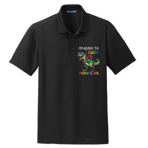 IM Ready To Crush Preschool Dinosaur 1st Day Of School Dry Zone Grid Polo