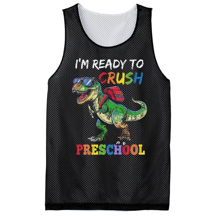 IM Ready To Crush Preschool Dinosaur 1st Day Of School Mesh Reversible Basketball Jersey Tank