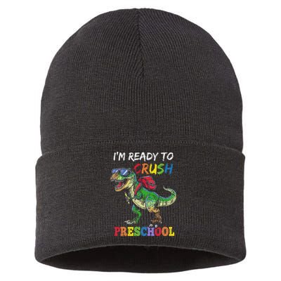 IM Ready To Crush Preschool Dinosaur 1st Day Of School Sustainable Knit Beanie