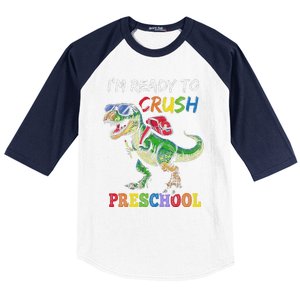 IM Ready To Crush Preschool Dinosaur 1st Day Of School Baseball Sleeve Shirt