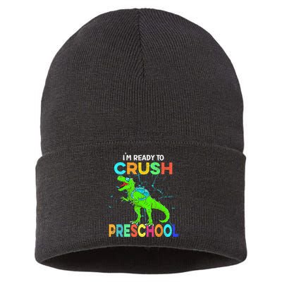 I'm Ready To Crush Preschool Dinosaur Back To School Sustainable Knit Beanie