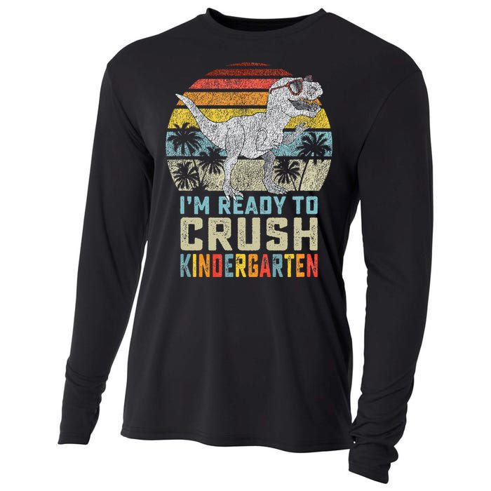 I'm Ready To Crush Kindergarten 1st Day Kinder Dinosaur Cooling Performance Long Sleeve Crew