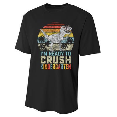 I'm Ready To Crush Kindergarten 1st Day Kinder Dinosaur Performance Sprint T-Shirt