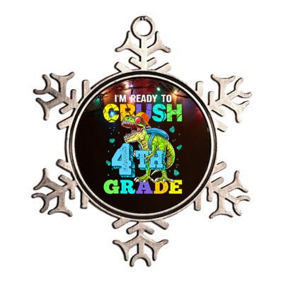 IM Ready To Crush 4th Grade Back To School Dinosaur Metallic Star Ornament