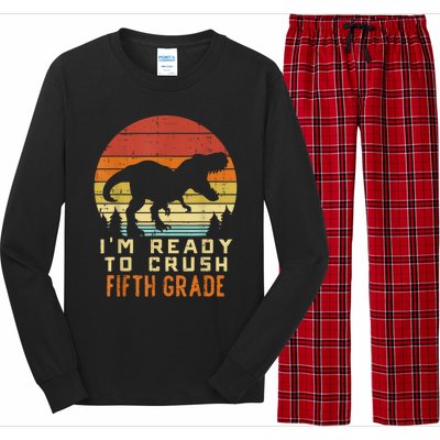 Im Ready To Crush 5th Fifth Grade Dinosaur Back School Boy Long Sleeve Pajama Set