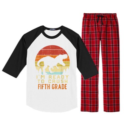 Im Ready To Crush 5th Fifth Grade Dinosaur Back School Boy Raglan Sleeve Pajama Set