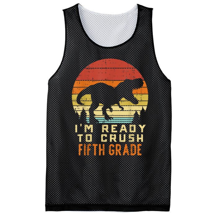 Im Ready To Crush 5th Fifth Grade Dinosaur Back School Boy Mesh Reversible Basketball Jersey Tank