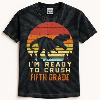 Im Ready To Crush 5th Fifth Grade Dinosaur Back School Boy Kids Tie-Dye T-Shirt