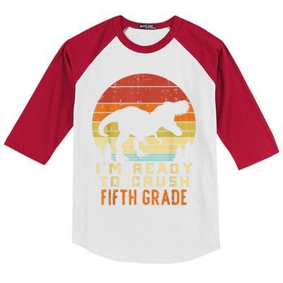 Im Ready To Crush 5th Fifth Grade Dinosaur Back School Boy Kids Colorblock Raglan Jersey