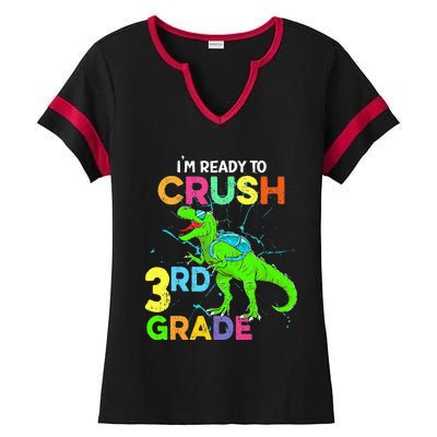 I'm Ready To Crush 3rd Grade Dinosaur Back To School Ladies Halftime Notch Neck Tee