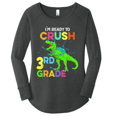 I'm Ready To Crush 3rd Grade Dinosaur Back To School Women's Perfect Tri Tunic Long Sleeve Shirt