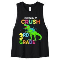 I'm Ready To Crush 3rd Grade Dinosaur Back To School Women's Racerback Cropped Tank