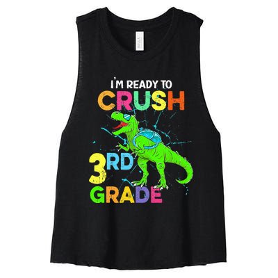 I'm Ready To Crush 3rd Grade Dinosaur Back To School Women's Racerback Cropped Tank