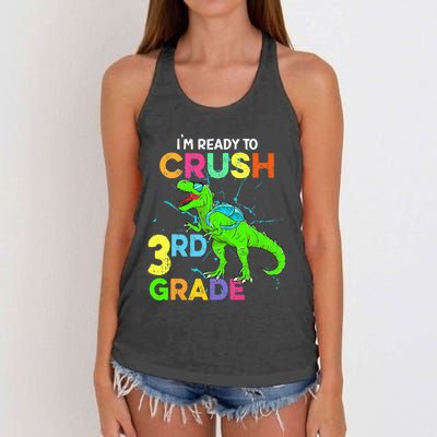 I'm Ready To Crush 3rd Grade Dinosaur Back To School Women's Knotted Racerback Tank