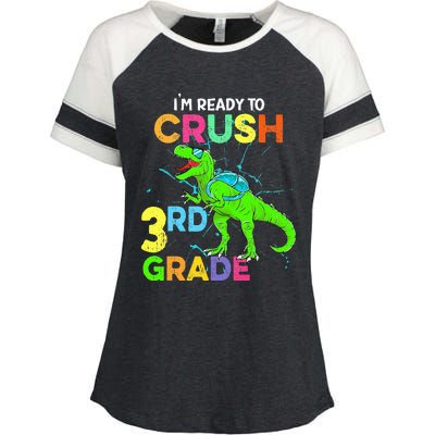 I'm Ready To Crush 3rd Grade Dinosaur Back To School Enza Ladies Jersey Colorblock Tee