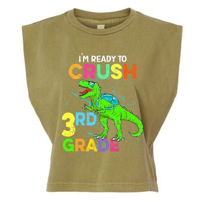 I'm Ready To Crush 3rd Grade Dinosaur Back To School Garment-Dyed Women's Muscle Tee