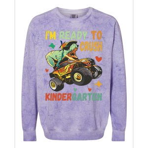 I'm Ready To Crush Kindergarten Dinosaur Back To School Colorblast Crewneck Sweatshirt