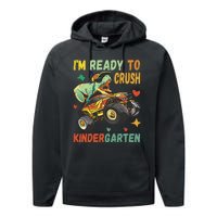 I'm Ready To Crush Kindergarten Dinosaur Back To School Performance Fleece Hoodie